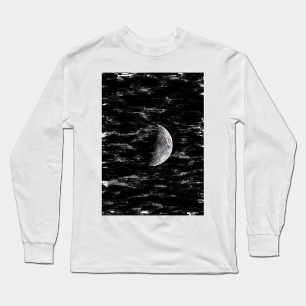 Half Visible Moon Dark Night. For Moon Lovers. Long Sleeve T-Shirt by ColortrixArt
